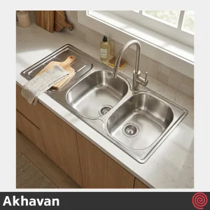 سینک ظرفشویی اخوان مدل Akhavan 147-50 | دو لگنه فانتزی توکار