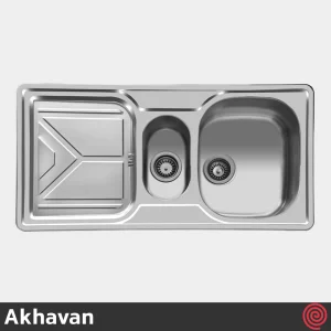 سینک ظرفشویی اخوان مدل Akhavan 157-50 | یک و نیم لگنه فانتزی توکار
