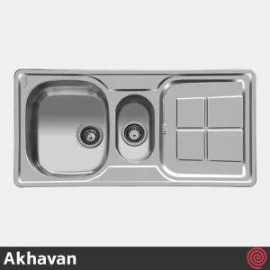 سینک ظرفشویی اخوان مدل Akhavan 158-50 | یک و نیم لگنه فانتزی توکار