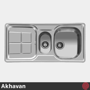 سینک ظرفشویی اخوان مدل Akhavan 158-50 | یک و نیم لگنه فانتزی توکار