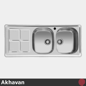 سینک ظرفشویی اخوان مدل Akhavan 159-50 | دو لگنه فانتزی توکار