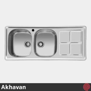 سینک ظرفشویی اخوان مدل Akhavan 159-50 | دو لگنه فانتزی توکار