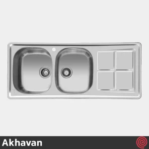سینک ظرفشویی اخوان مدل Akhavan 159N-50 | دو لگنه فانتزی توکار