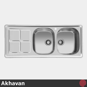 سینک ظرفشویی اخوان مدل Akhavan 159N-50 | دو لگنه فانتزی توکار