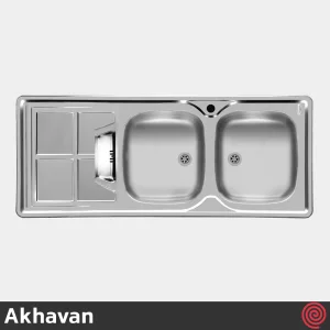 سینک ظرفشویی اخوان مدل Akhavan 161-50 | دو لگنه نیمه فانتزی توکار