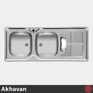 سینک ظرفشویی اخوان مدل Akhavan 161-50 | دو لگنه نیمه فانتزی توکار