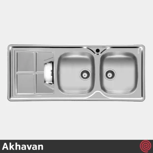 سینک ظرفشویی اخوان مدل Akhavan 161SP-50 | دو لگنه نیمه فانتزی توکار