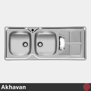 سینک ظرفشویی اخوان مدل Akhavan 161SP-50 | دو لگنه نیمه فانتزی توکار
