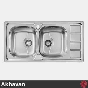 سینک ظرفشویی اخوان مدل Akhavan 164SP-50 | دو لگنه نیمه فانتزی توکار