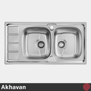 سینک ظرفشویی اخوان مدل Akhavan 164SP-50 | دو لگنه نیمه فانتزی توکار