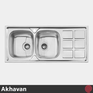 سینک ظرفشویی اخوان مدل Akhavan 165SP-50 | دو لگنه نیمه فانتزی توکار
