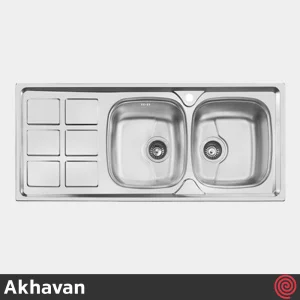 سینک ظرفشویی اخوان مدل Akhavan 165SP-50 | دو لگنه نیمه فانتزی توکار