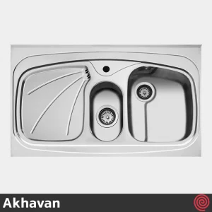 سینک ظرفشویی اخوان مدل Akhavan 23-60 | یک و نیم لگنه فانتزی روکار