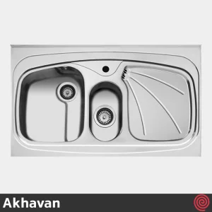 سینک ظرفشویی اخوان مدل Akhavan 23-60 | یک و نیم لگنه فانتزی روکار