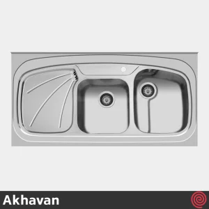 سینک ظرفشویی اخوان مدل Akhavan 25-60 | دو لگنه فانتزی روکار