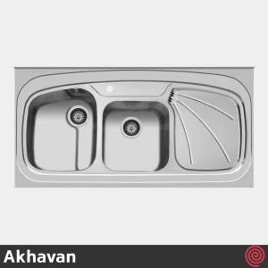سینک ظرفشویی اخوان مدل Akhavan 25-60 | دو لگنه فانتزی روکار