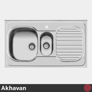 سینک ظرفشویی اخوان مدل Akhavan 27-60 | یک و نیم لگنه فانتزی روکار