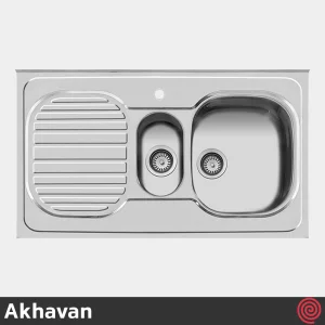 سینک ظرفشویی اخوان مدل Akhavan 27-60 | یک و نیم لگنه فانتزی روکار