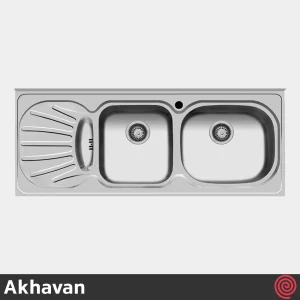 سینک ظرفشویی اخوان مدل Akhavan 36-50 | دو لگنه فانتزی روکار