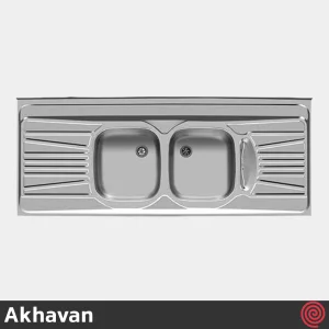 سینک ظرفشویی اخوان مدل Akhavan 52-60 | دو لگنه نیمه فانتزی روکار