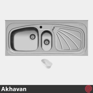 سینک ظرفشویی اخوان مدل Akhavan 53-50 | یک و نیم لگنه فانتزی روکار