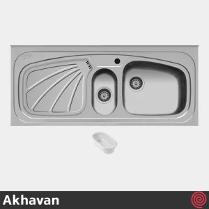 سینک ظرفشویی اخوان مدل Akhavan 53-50 | یک و نیم لگنه فانتزی روکار