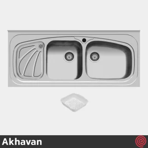 سینک ظرفشویی اخوان مدل Akhavan 60-50 | دو لگنه فانتزی روکار
