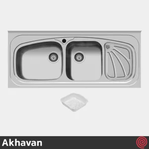 سینک ظرفشویی اخوان مدل Akhavan 60-50 | دو لگنه فانتزی روکار