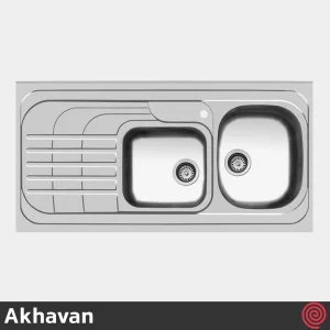 سینک ظرفشویی اخوان مدل Akhavan 74-60 | دو لگنه فانتزی روکار