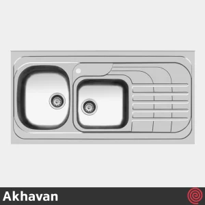 سینک ظرفشویی اخوان مدل Akhavan 74-60 | دو لگنه فانتزی روکار