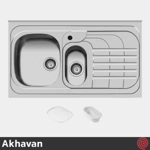 سینک ظرفشویی اخوان مدل Akhavan 75-60 | یک و نیم لگنه فانتزی روکار