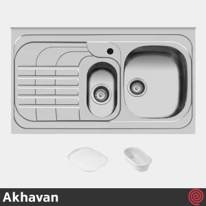 سینک ظرفشویی اخوان مدل Akhavan 75-60 | یک و نیم لگنه فانتزی روکار