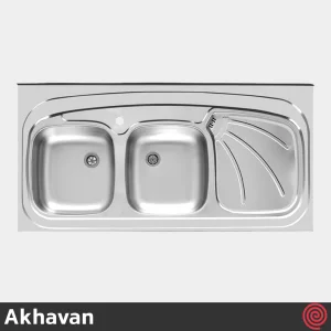 سینک ظرفشویی اخوان مدل Akhavan 121-60 | دو لگنه نیمه فانتزی روکار