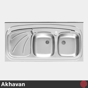 سینک ظرفشویی اخوان مدل Akhavan 121-60 | دو لگنه نیمه فانتزی روکار