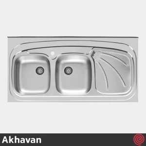 سینک ظرفشویی اخوان مدل Akhavan 121SP-60 | دو لگنه نیمه فانتزی روکار