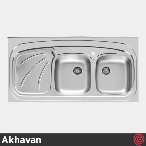 سینک ظرفشویی اخوان مدل Akhavan 121SP-60 | دو لگنه نیمه فانتزی روکار