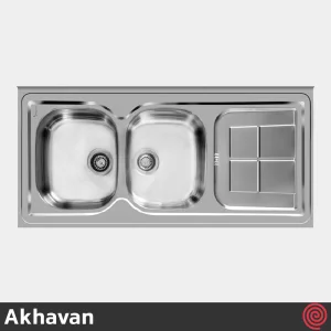 سینک ظرفشویی اخوان مدل Akhavan 146-60 | دو لگنه فانتزی روکار