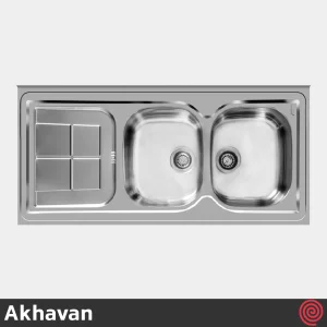 سینک ظرفشویی اخوان مدل Akhavan 146-60 | دو لگنه فانتزی روکار