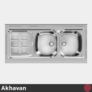 سینک ظرفشویی اخوان مدل Akhavan 148-60 | دو لگنه فانتزی روکار