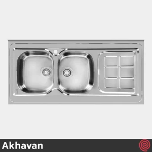 سینک ظرفشویی اخوان مدل Akhavan 148N-60 | دو لگنه فانتزی روکار