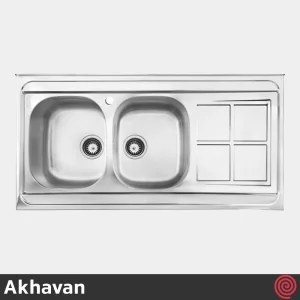 سینک ظرفشویی اخوان مدل Akhavan 162-60 | دو لگنه فانتزی روکار
