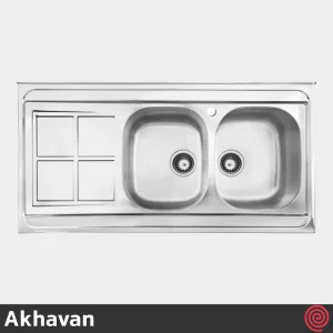 سینک ظرفشویی اخوان مدل Akhavan 162-60 | دو لگنه فانتزی روکار