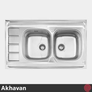 سینک ظرفشویی اخوان مدل Akhavan 163SP-60 | دو لگنه نیمه فانتزی روکار