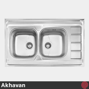 سینک ظرفشویی اخوان مدل Akhavan 163SP-60 | دو لگنه نیمه فانتزی روکار
