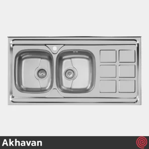سینک ظرفشویی اخوان مدل Akhavan 166SP-60 | دو لگنه نیمه فانتزی روکار