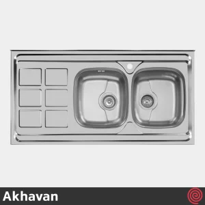 سینک ظرفشویی اخوان مدل Akhavan 166SP-60 | دو لگنه نیمه فانتزی روکار