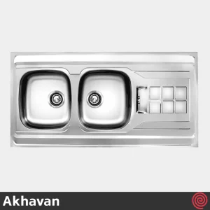 سینک ظرفشویی اخوان مدل Akhavan 150-60 | دو لگنه نیمه فانتزی روکار