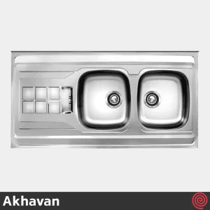 سینک ظرفشویی اخوان مدل Akhavan 150-60 | دو لگنه نیمه فانتزی روکار