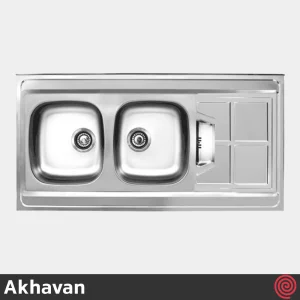 سینک ظرفشویی اخوان مدل Akhavan 152-60 | دو لگنه نیمه فانتزی روکار