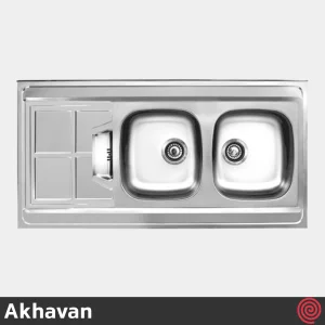 سینک ظرفشویی اخوان مدل Akhavan 152SP-60 | دو لگنه نیمه فانتزی روکار